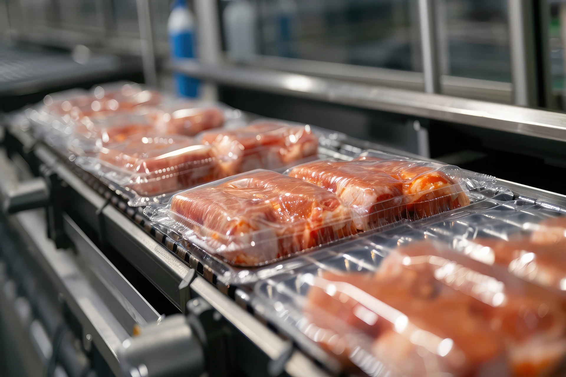 Tacki z produktem na linii produkcyjnej